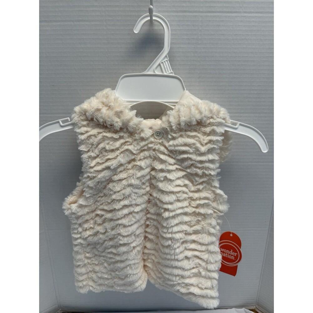 Toddler Girls Super Soft Cream Colored Furry Faux Fur Jacket Vest Size 3T NWT